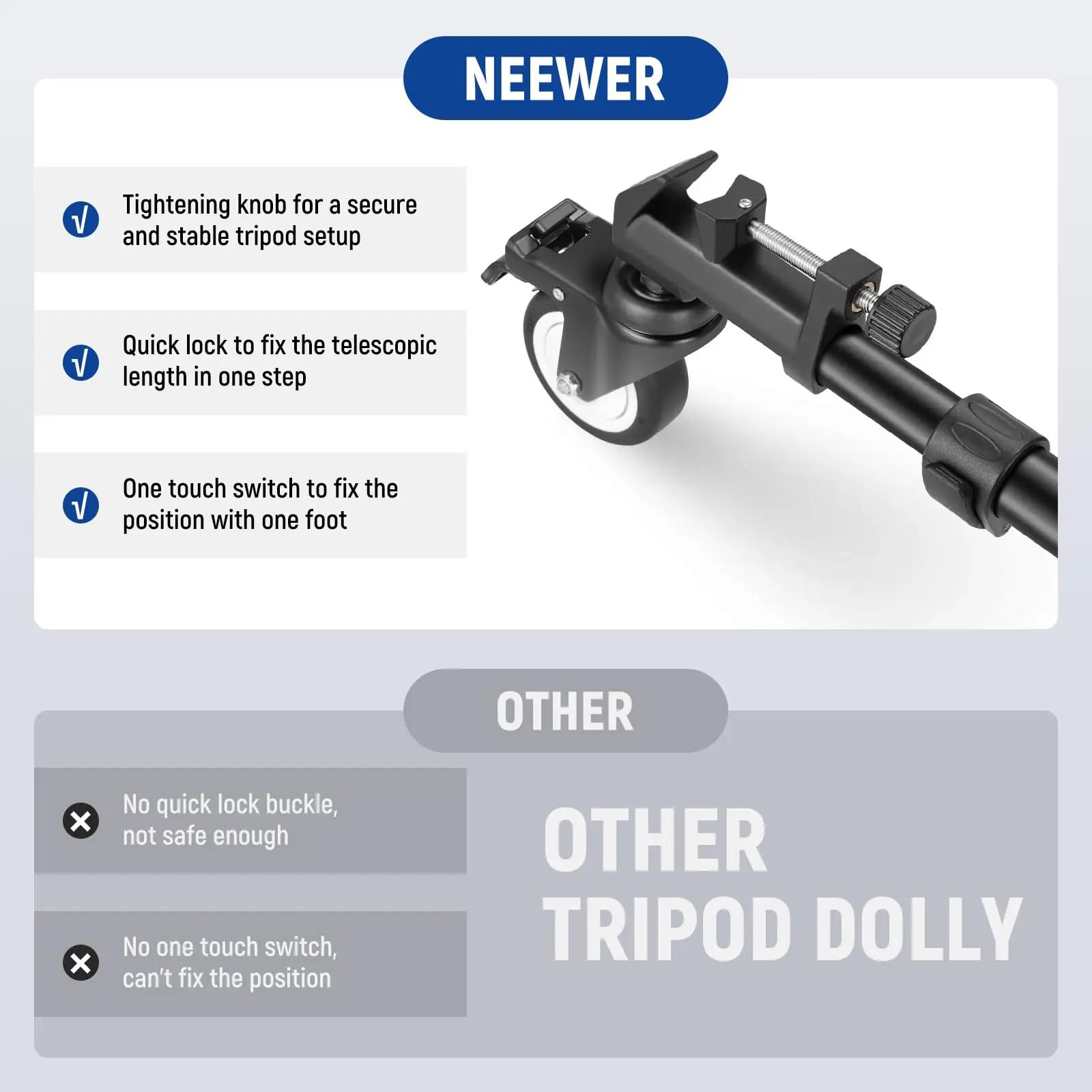 NEEWER tugev metallist statiivirattad – kaasaskantav Dolly NW-600 – pakend ja tarvikud