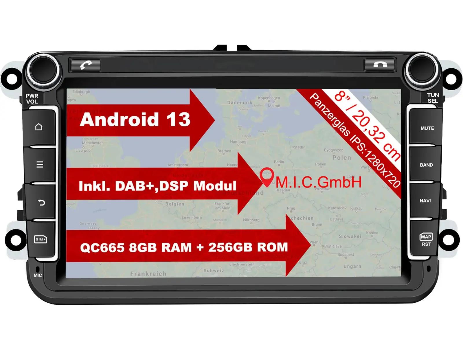 M.I.C. Android 13 autoradio 8″ IPS ekraan ja 8G+256G