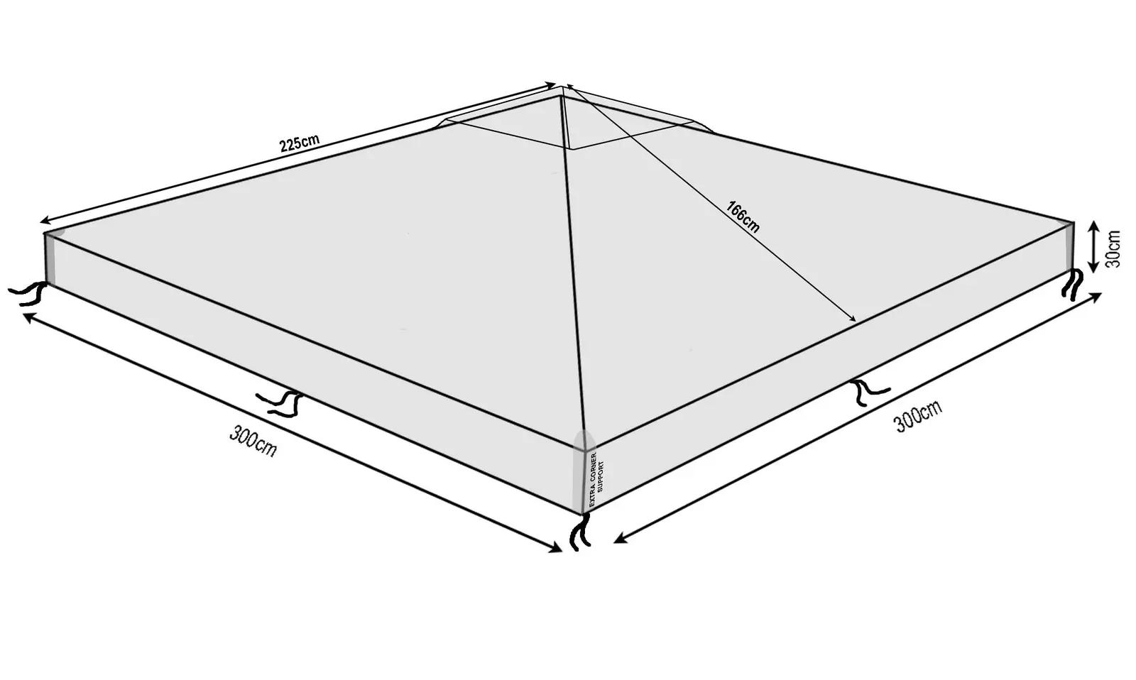 QUICK STAR selge PVC kattega 3×3 m pavillonile — veekindel kaitse – detailne vaade