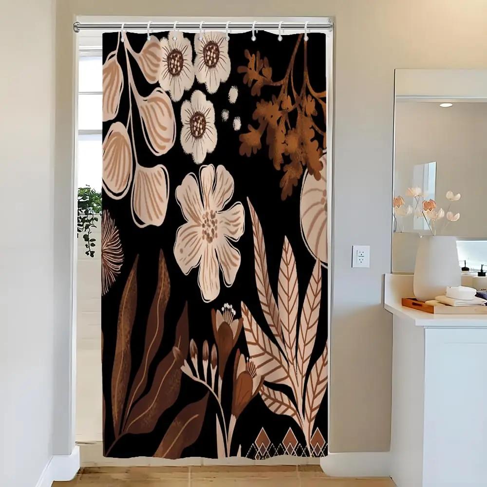 Uiiooazy veekindel dušikardin 120×180 cm – boho lill – pakend ja tarvikud