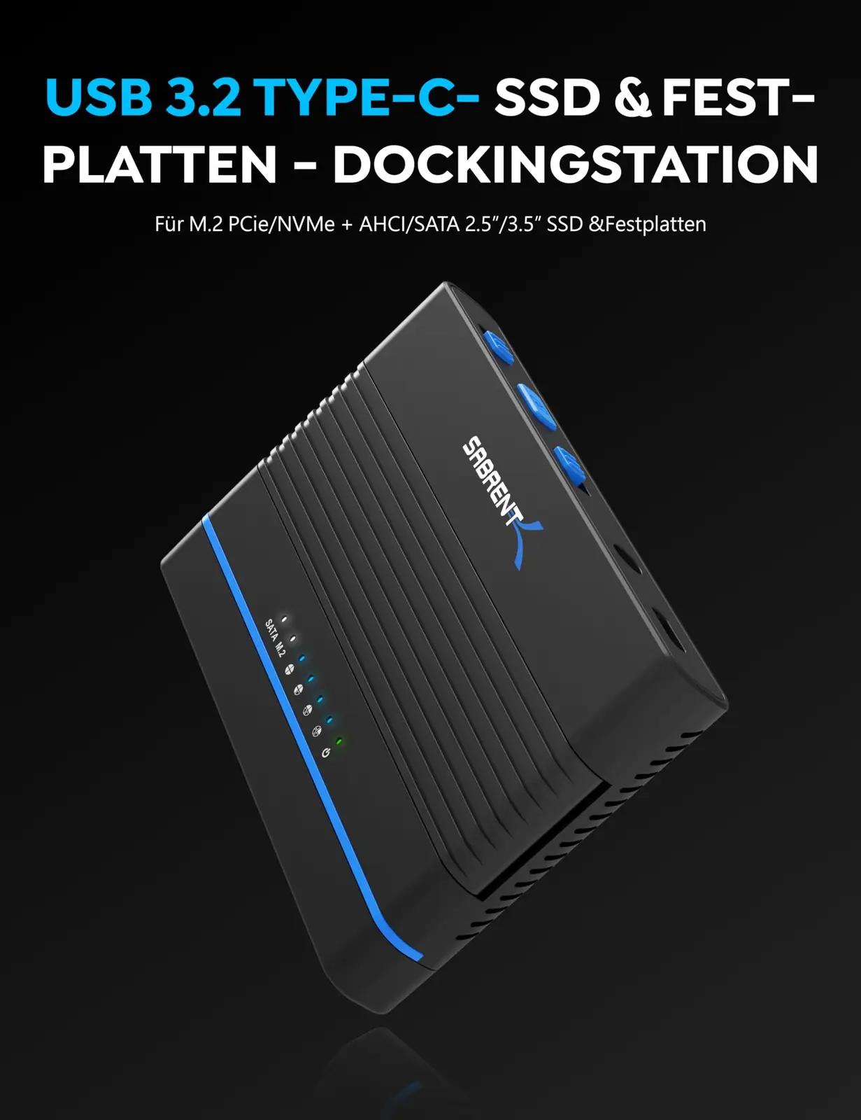 SABRENT vastupidav ABS-korpus SSD/HDD adapter kiireks ühenduseks – detailne vaade