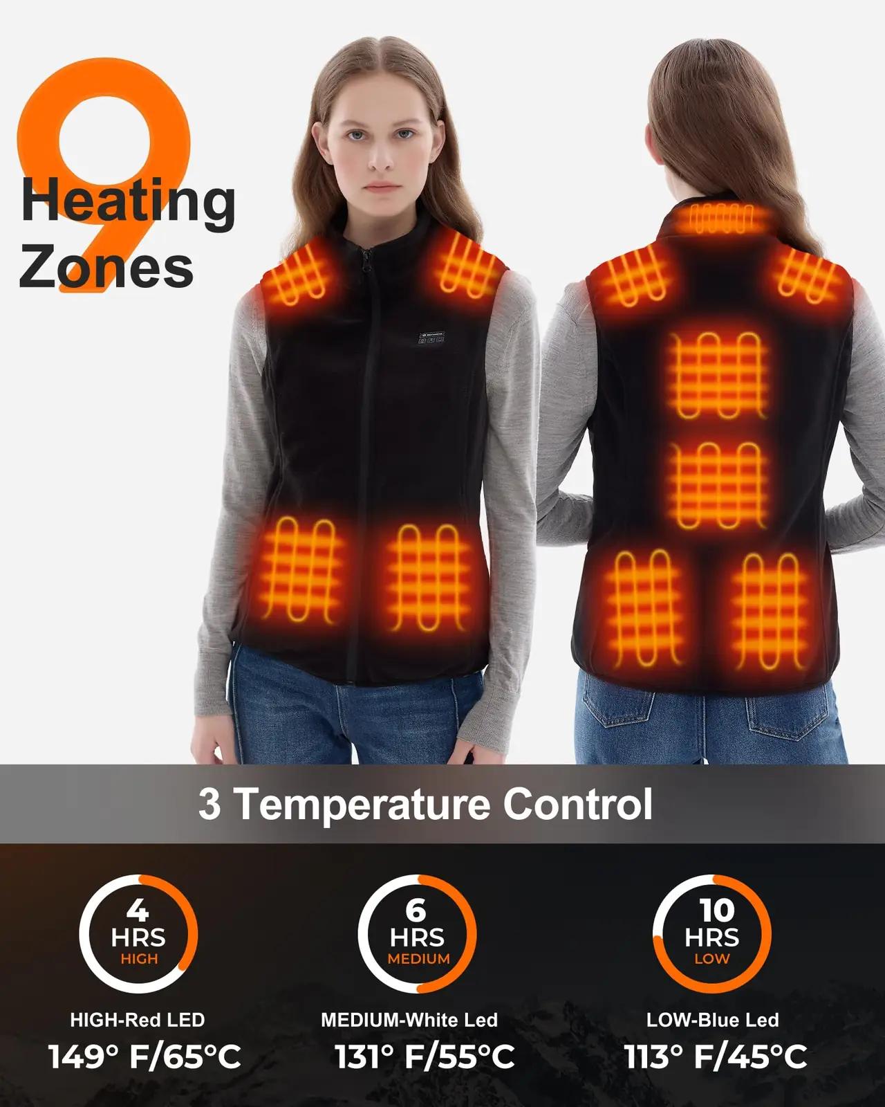 Hecusma soojendusega fleece-vest naistele — mugav ja soe – detailne vaade