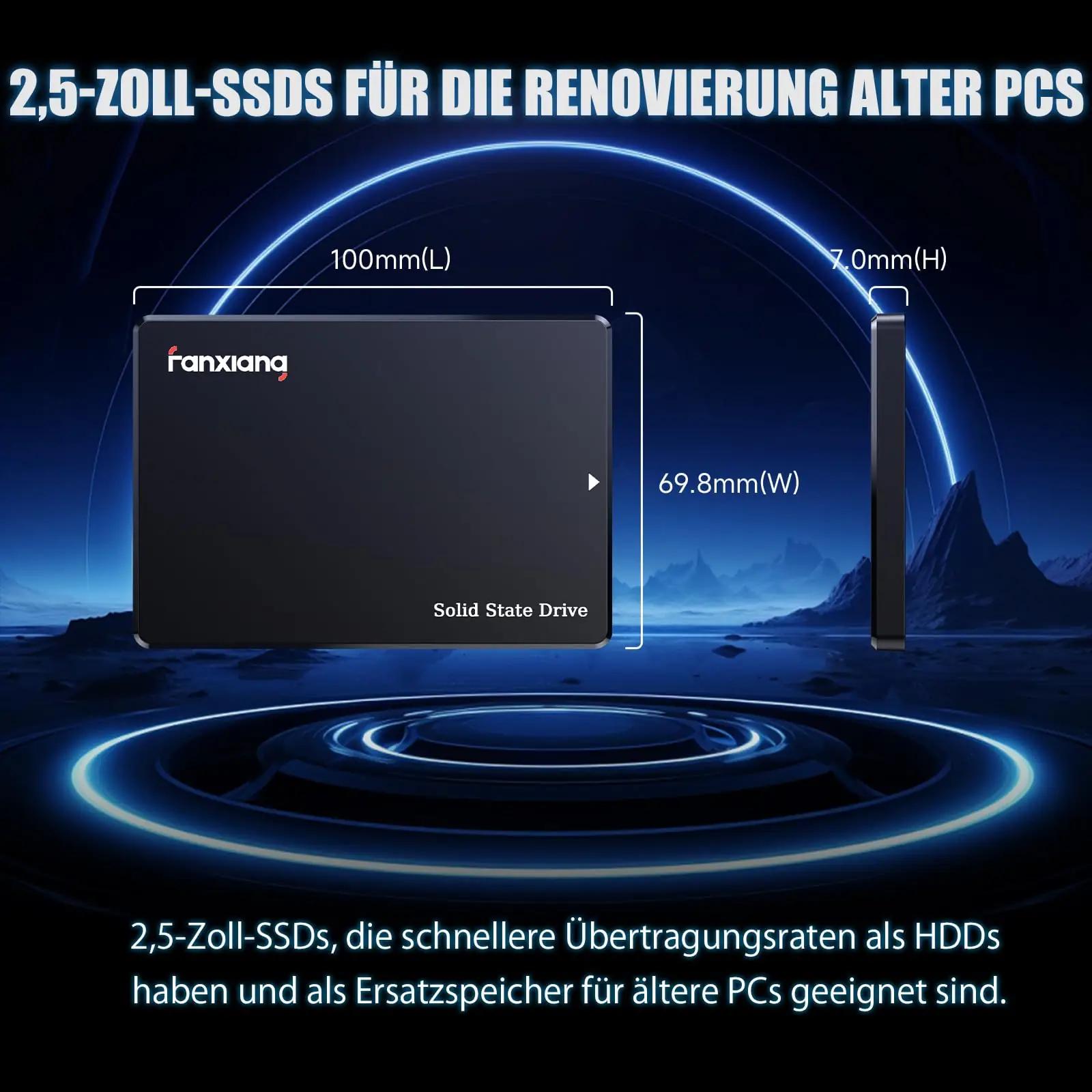 fanxiang kompaktne 512GB SSD – kiire salvestus ja mängude tugi – pakend ja tarvikud