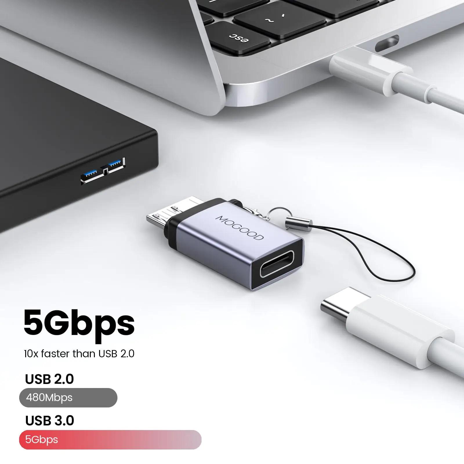 MOGOOD vastupidav alumiiniumadapter USB-C kasutuseks ja reisiks – pakend ja tarvikud