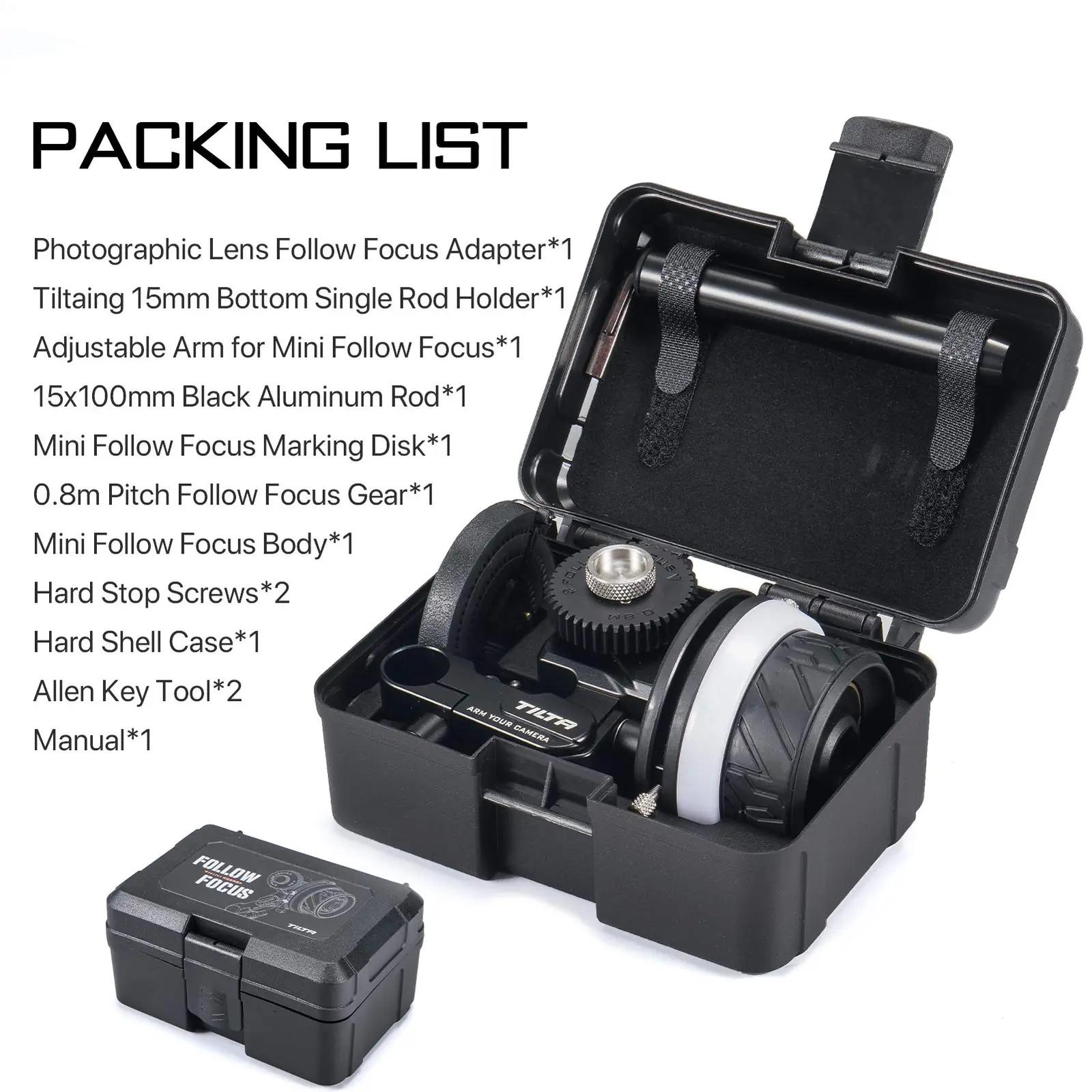 Tilta mini follow focus — täpne käsitsifookuse juhtimine – pakend ja tarvikud