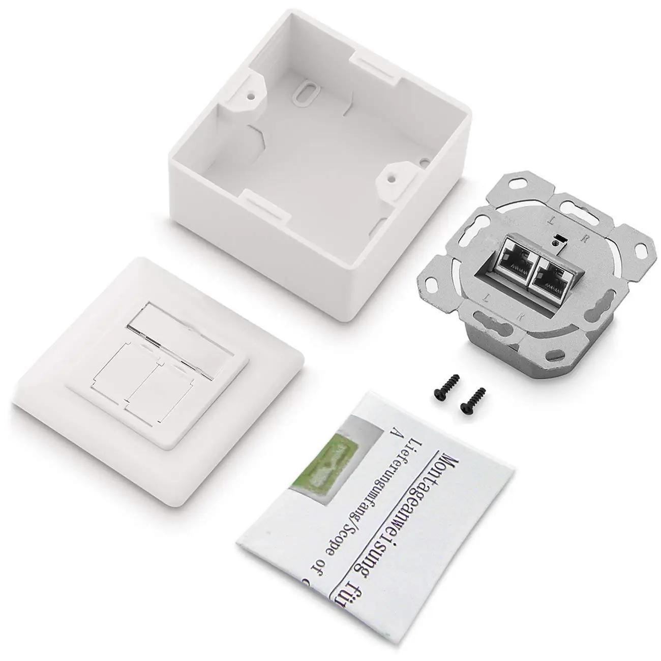 deleyCON CAT 6a võrgupesa 2x RJ45 — tugev, kaetud valge komplekt – pilt 6