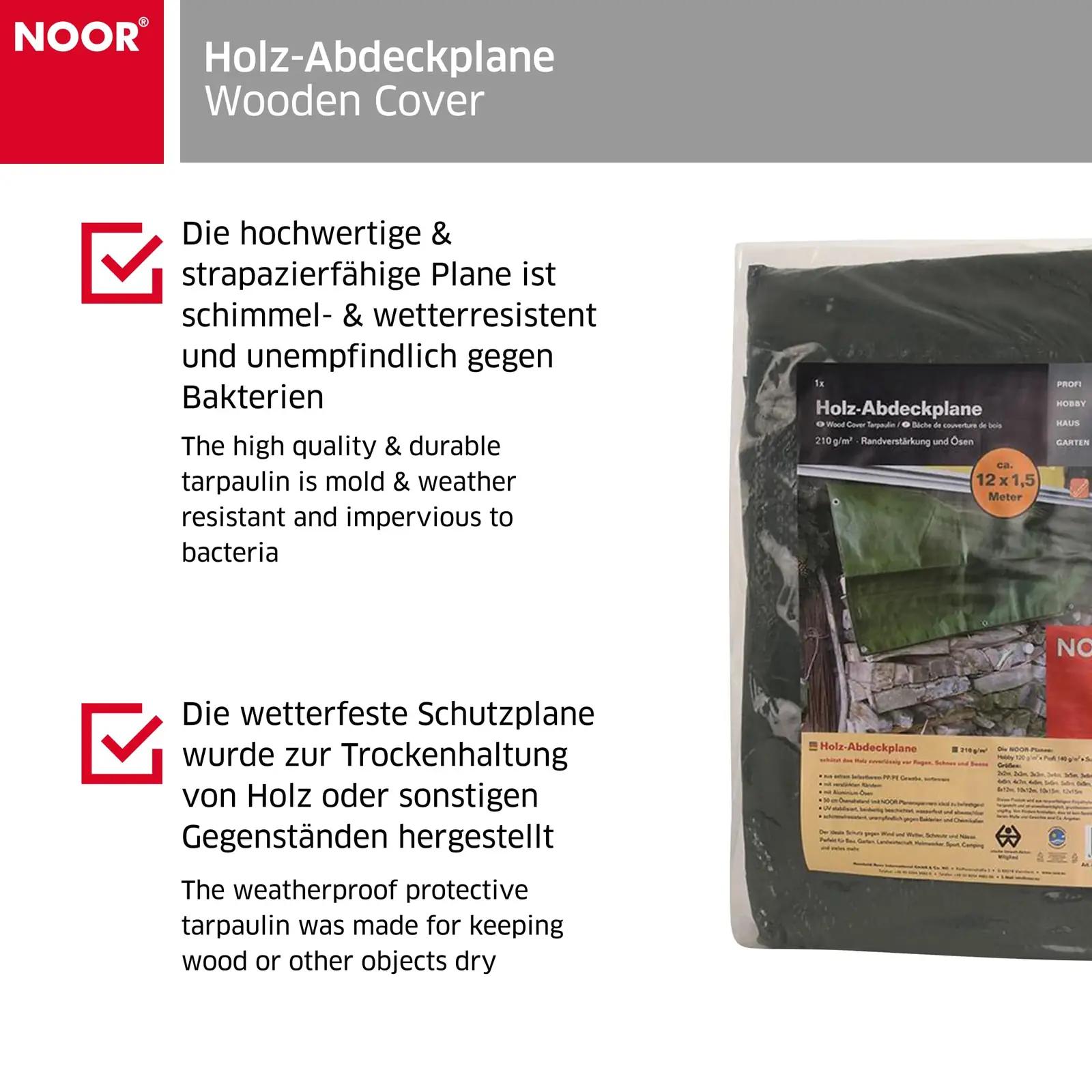 NOOR vastupidav kaitsepelete 1,5×12 m – veekindel ja UV-kaitse – pakend ja tarvikud