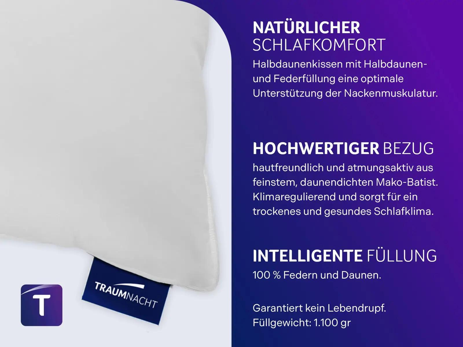Traumnacht pehme puuvillane padi 80 x 80 cm – hea une – pakend ja tarvikud