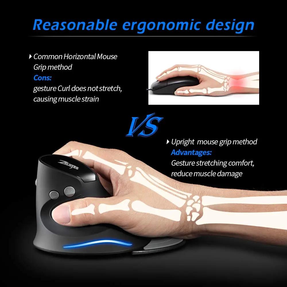 zelotes ergonoomiline vertikaalne hiir – mugav kontorikasutus – pakend ja tarvikud