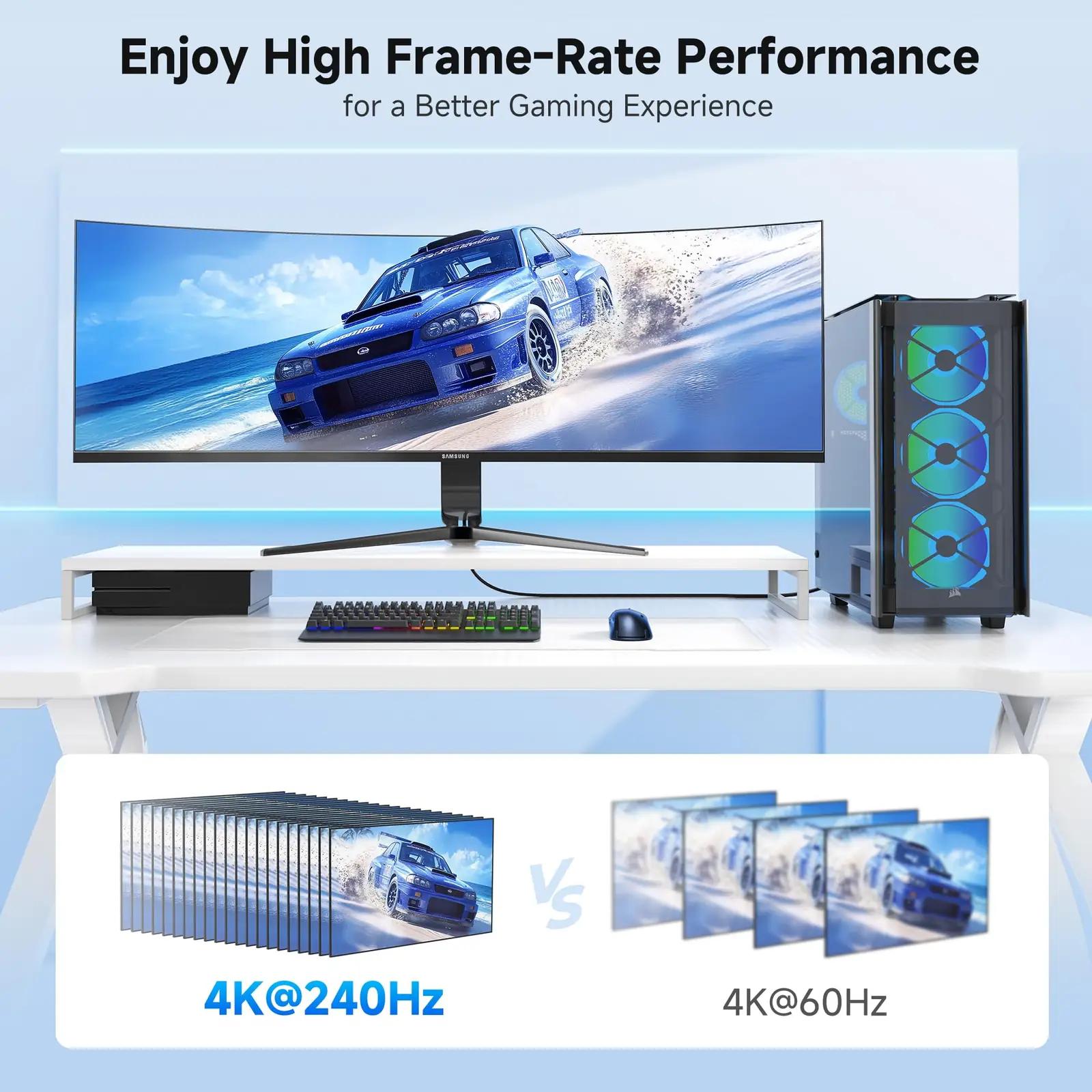 Cable Matters kvaliteetne DisplayPort-kaabel 7,5 m — 8K ja HDR – kasutusnäide