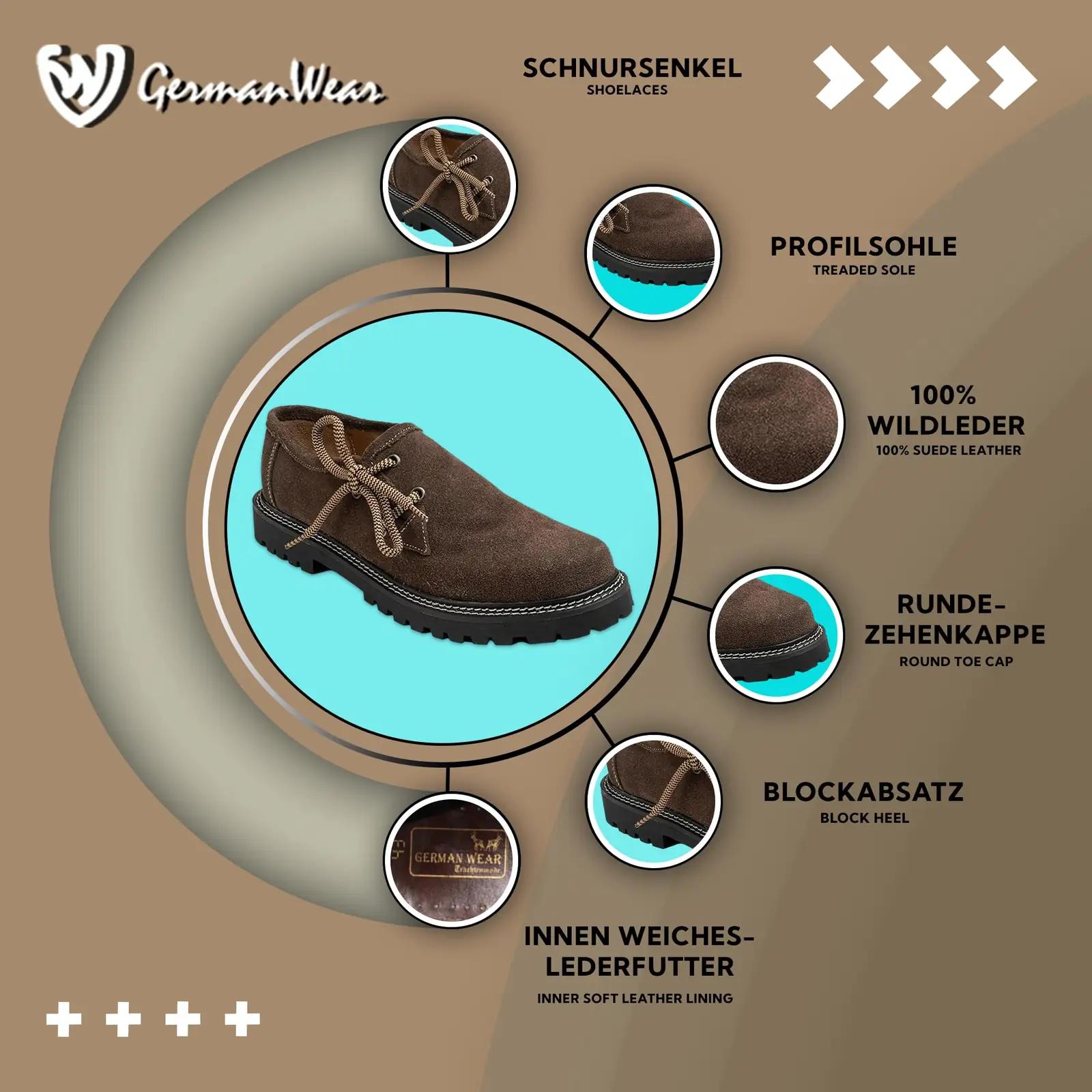 German Wear käsitööna: nahast Haferlschuhe pere teema charmiga – lisavaade