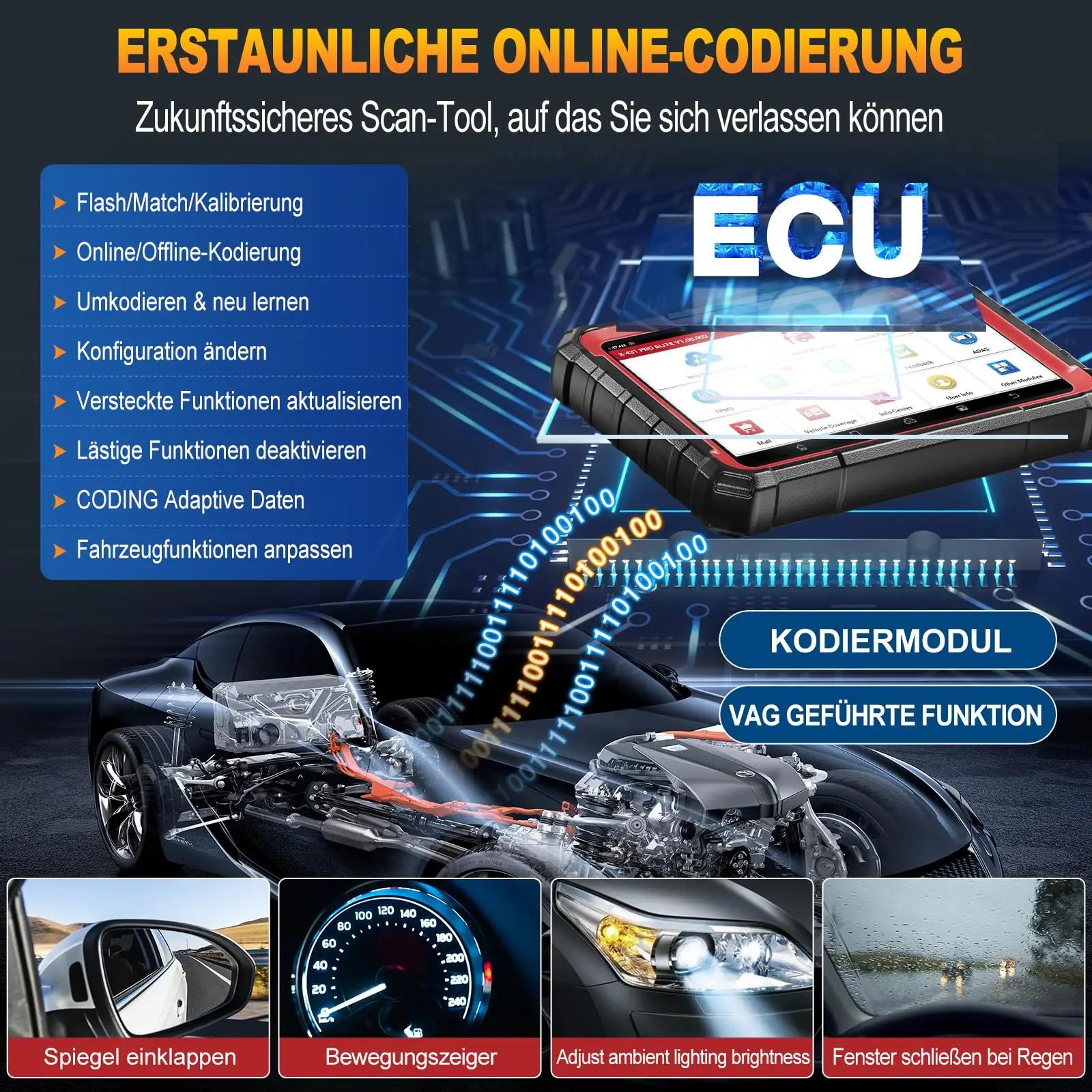 LAUNCH professionaalne X431 Pro Elite OBD2 koguauto diagnostika – pakend ja tarvikud