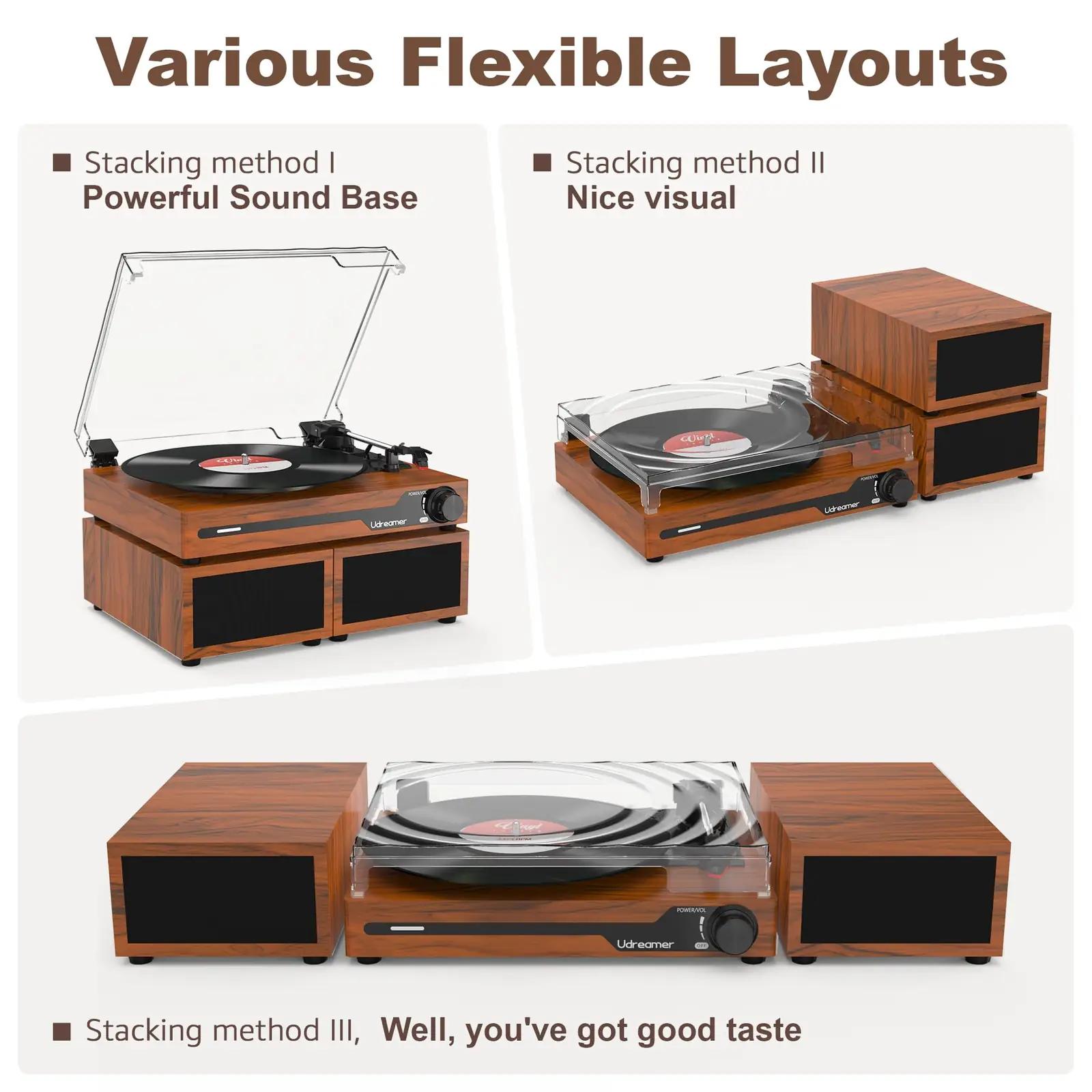 Udreamer vintage puidust grammofon koos kõlaritega — elegantne – pilt 7