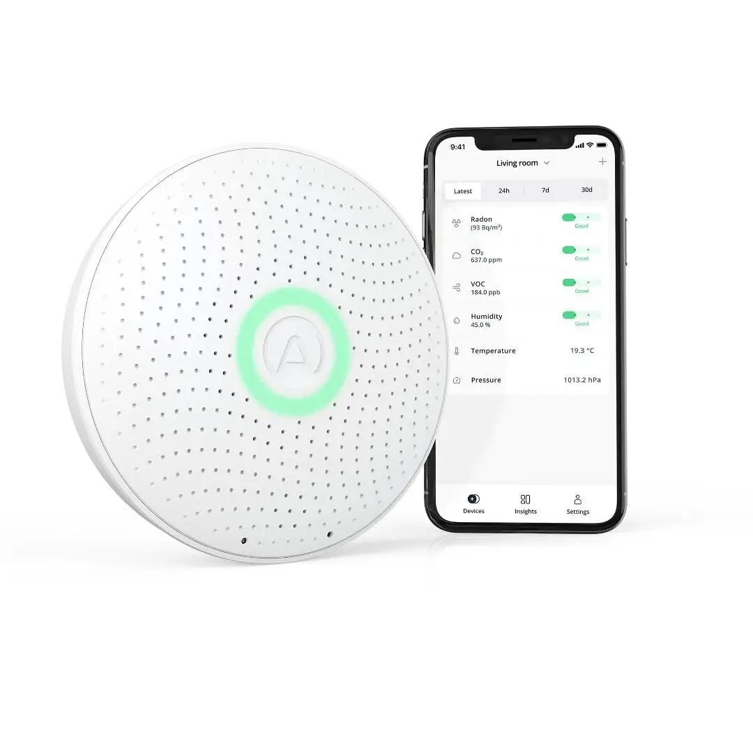 Airthings Wave Plus valge õhukvaliteedi ja radoni jälgija