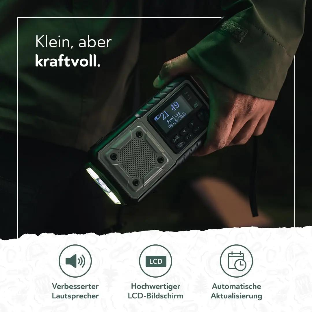 Acta Berg vastupidav hädaabi-pöörleteradio 5000 mAh aku – pakend ja tarvikud