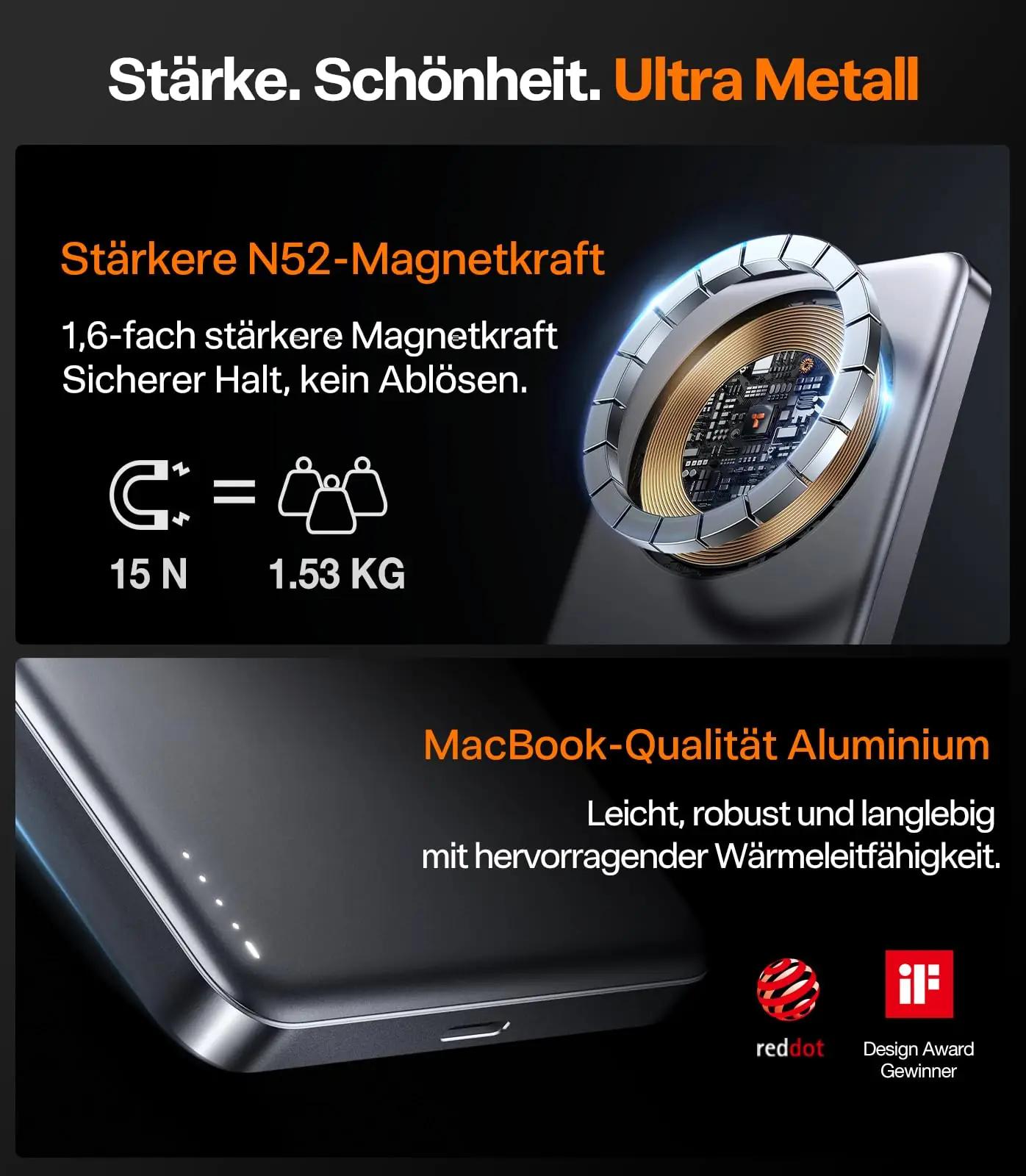 TORRAS magnetiline 10000 mAh powerbank — õhuke laadija – lisavaade