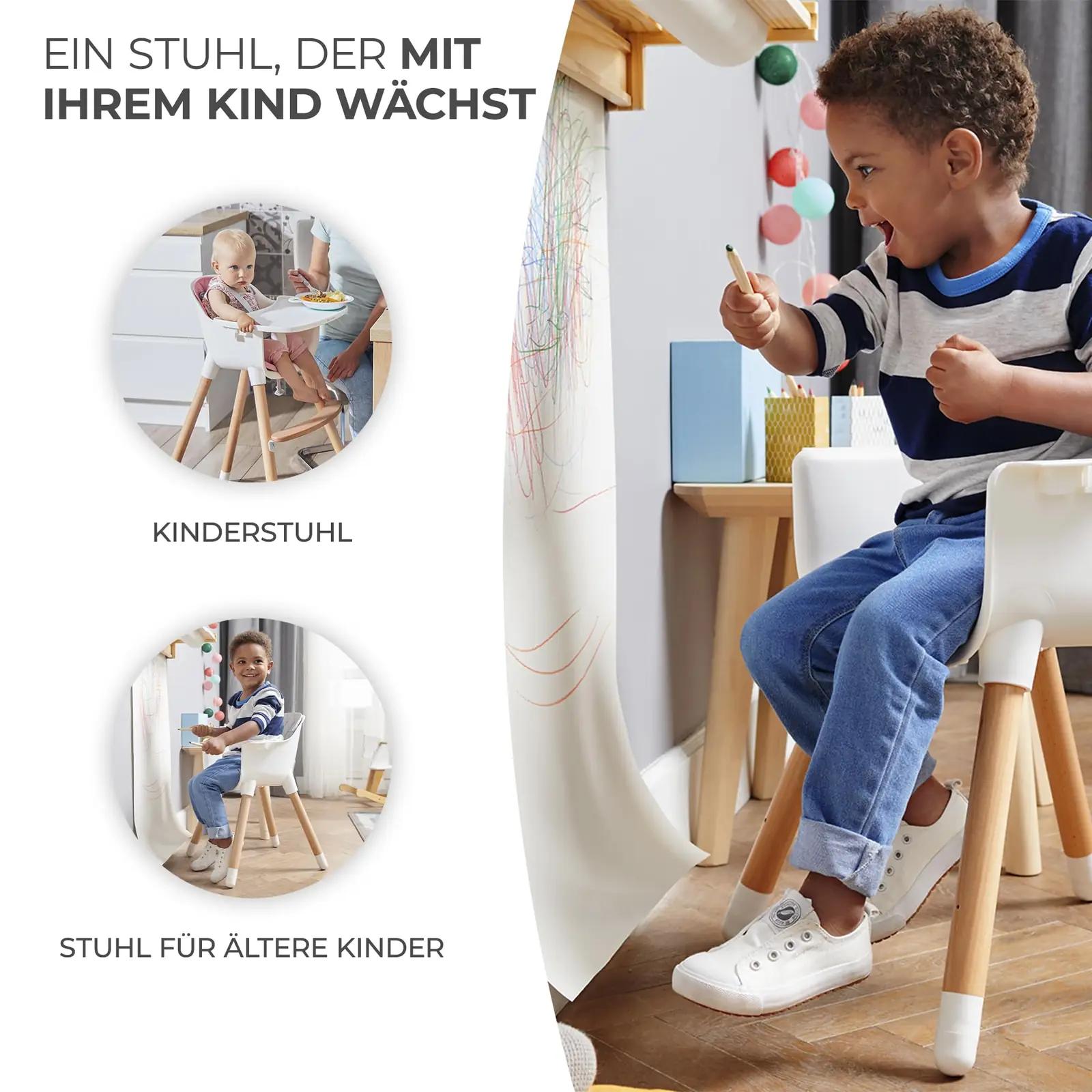 Kinderkraft puidust söögitool SIENNA – mugav ja turvaline – pakend ja tarvikud