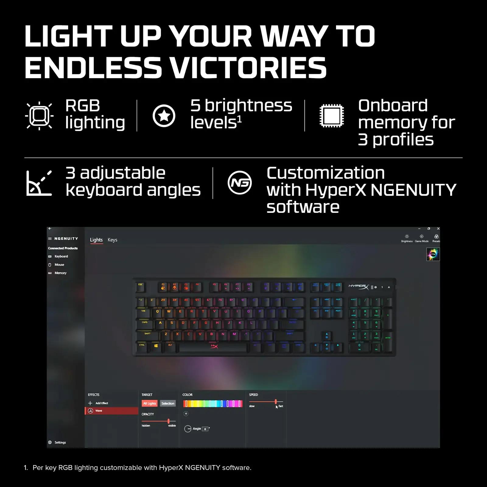HyperX vastupidav alumiiniumist mängutastatuur – clicky Blue – lisavaade
