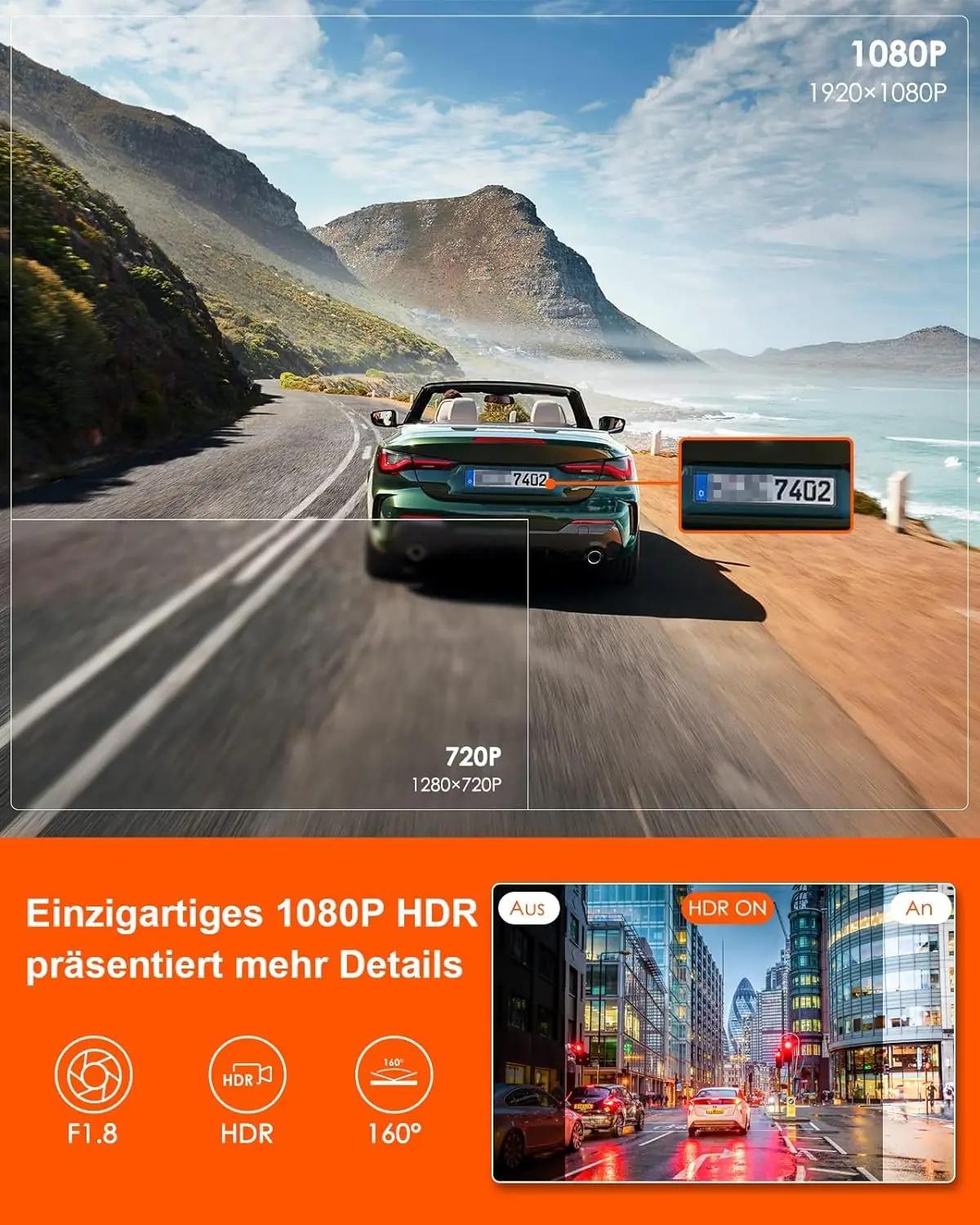 VANTRUE stiilne mini-autokaamera — kompaktne 1080P HDR salvestus – pakend ja tarvikud