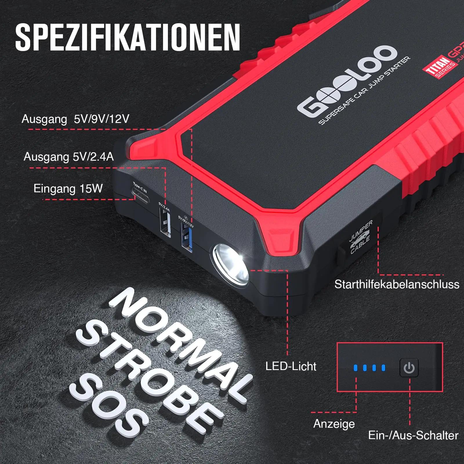 GOOLOO starthilfe powerbank – turvaline autoabi ja kiirlaadija – lisavaade