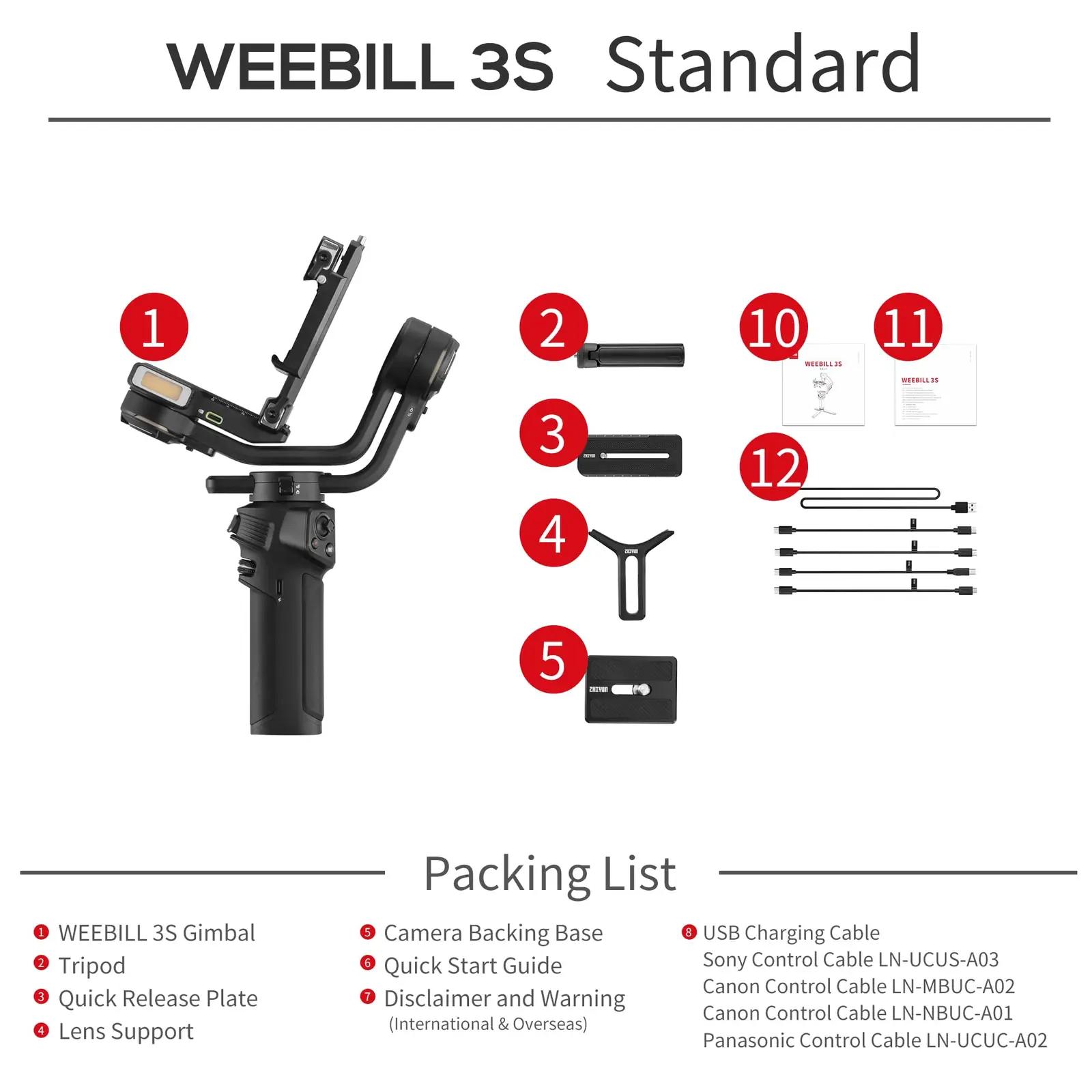 ZHIYUN Weebill 3S – vastupidav 3-teljega stabilisaator videole – lisavaade