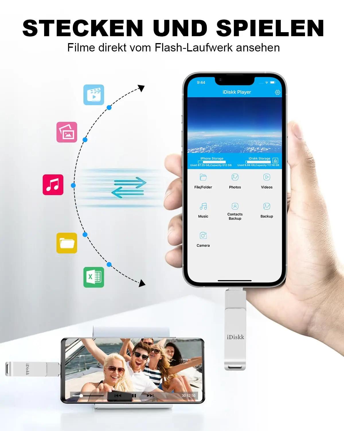 iDiskk elegantne Silver 128GB mälupulk iPhone’ile – lisavaade