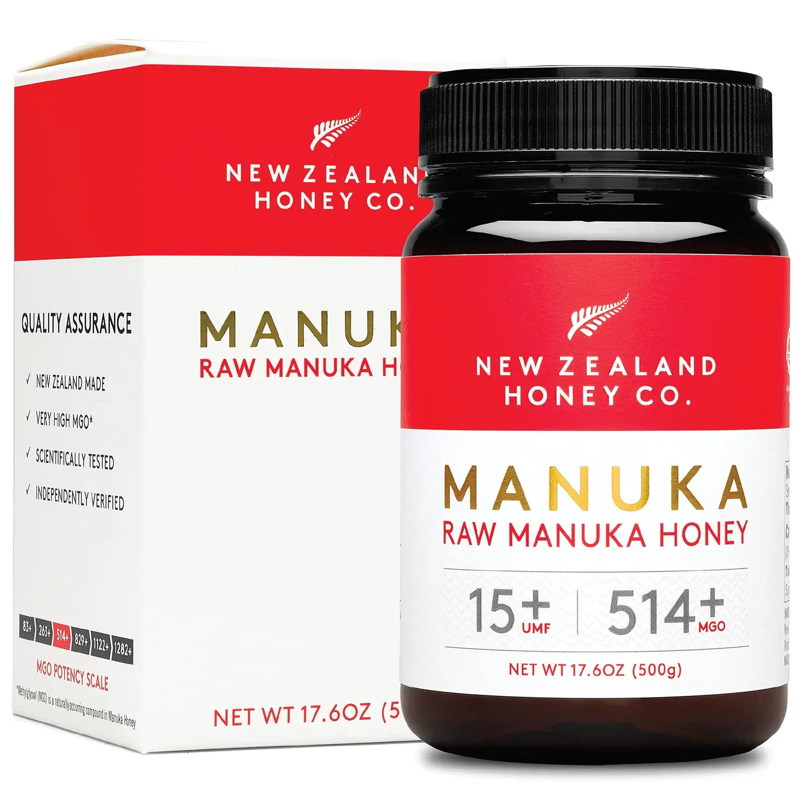 NEW ZEALAND HONEY CO Manuka mesi 500 g – tugev MGO 514+ – pakend ja tarvikud
