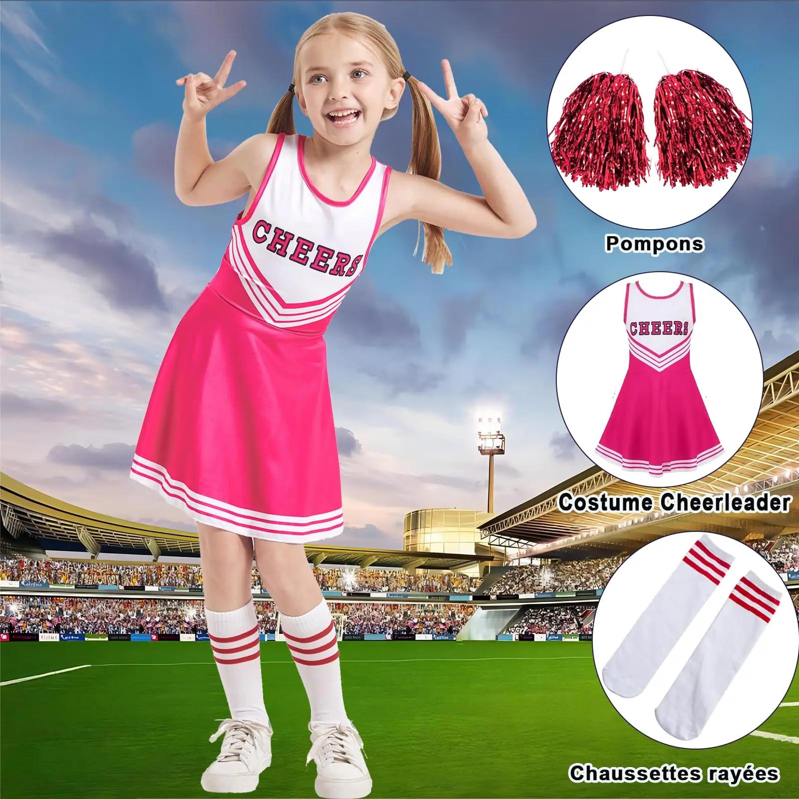Cnexmin roosa princesstiline cheerleader-kostüüm lastele – pakend ja tarvikud