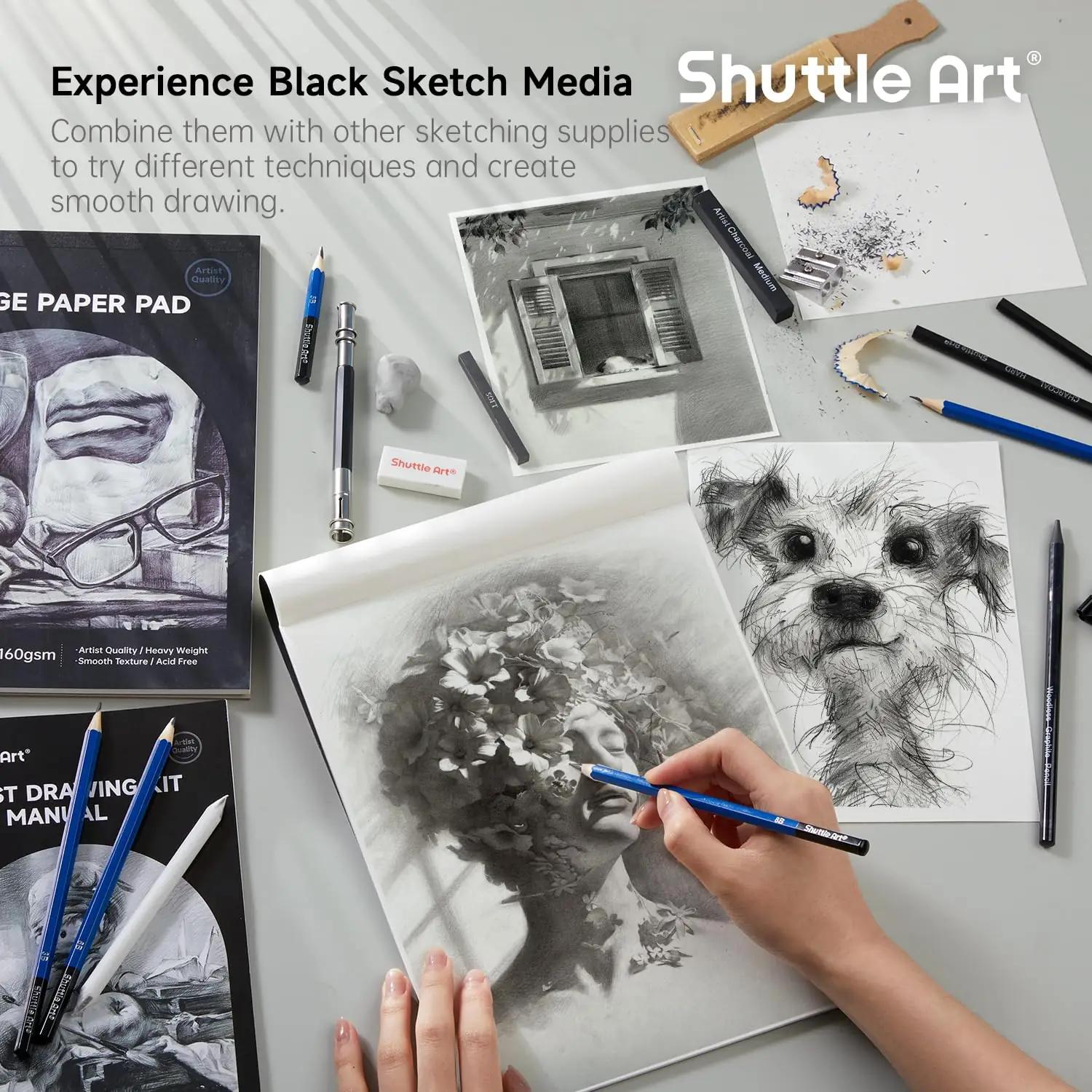 Shuttle Art kunstikomplekt 124 osa – puidust kriidid ja pliiatsid – lisavaade