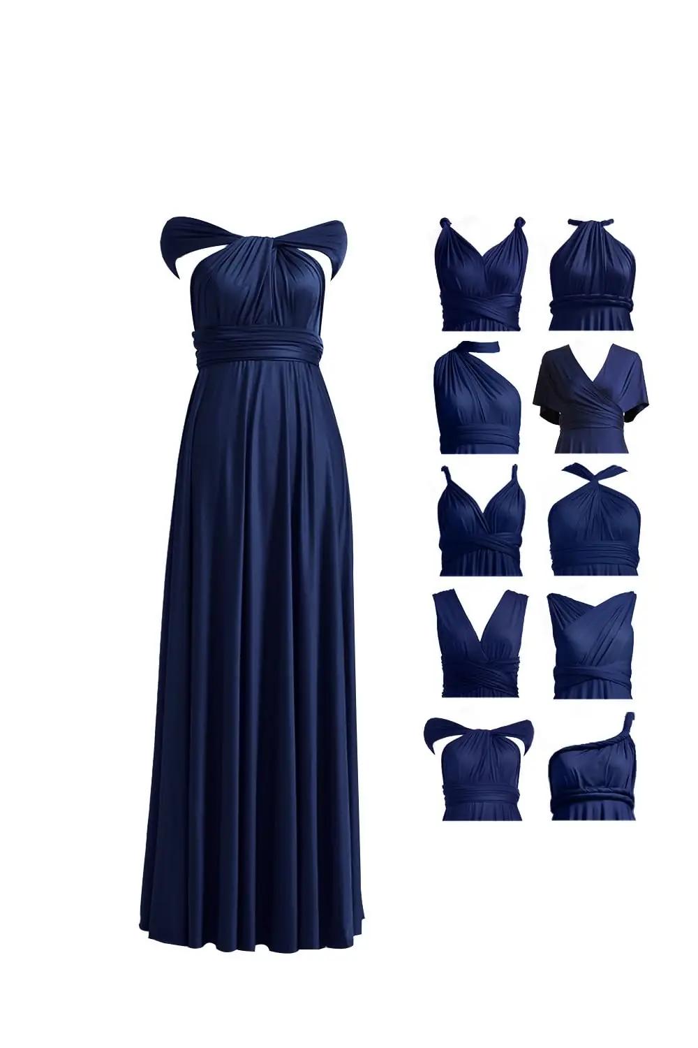 72styles elegantne mitmeviisiline maxi-kleit – polüester, sinine
