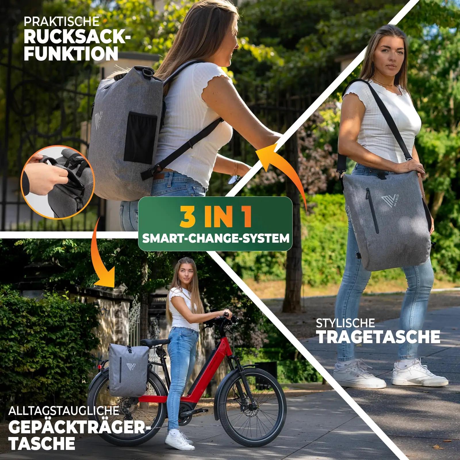 MIVELO veekindel 3‑in‑1 jalgrattakott: rännakuks ja igapäevaks – detailne vaade
