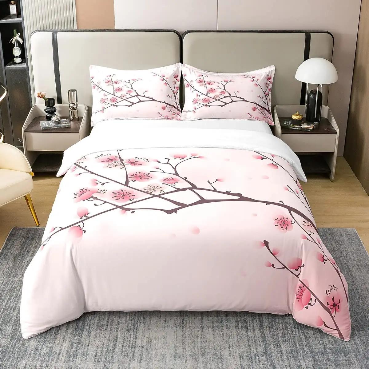 Homewish pehme puuvillane voodipesu 140×200 roosade õitega