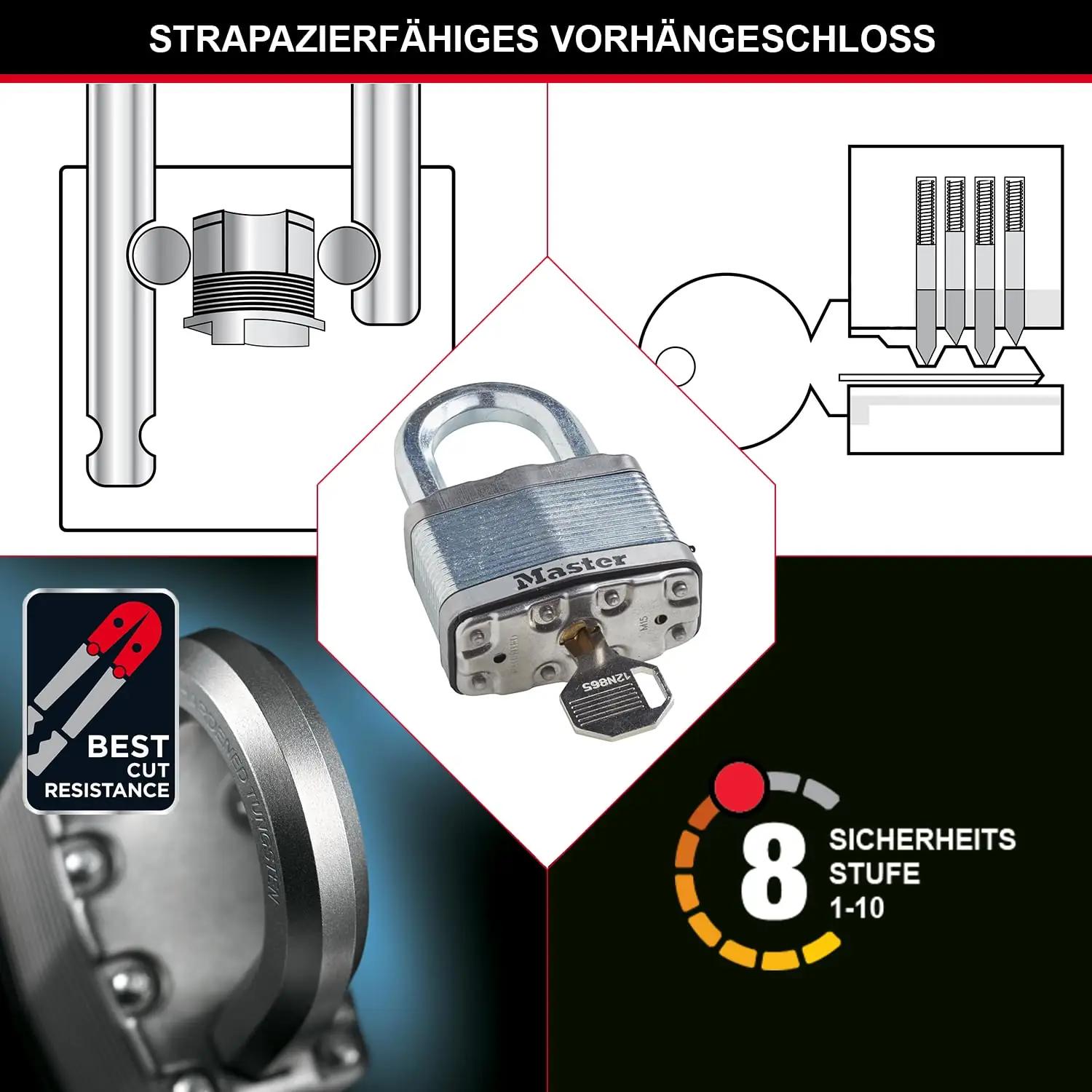 Master Lock vastupidav laminaatterasest külgklõps-lukk 2-pack – kasutusnäide