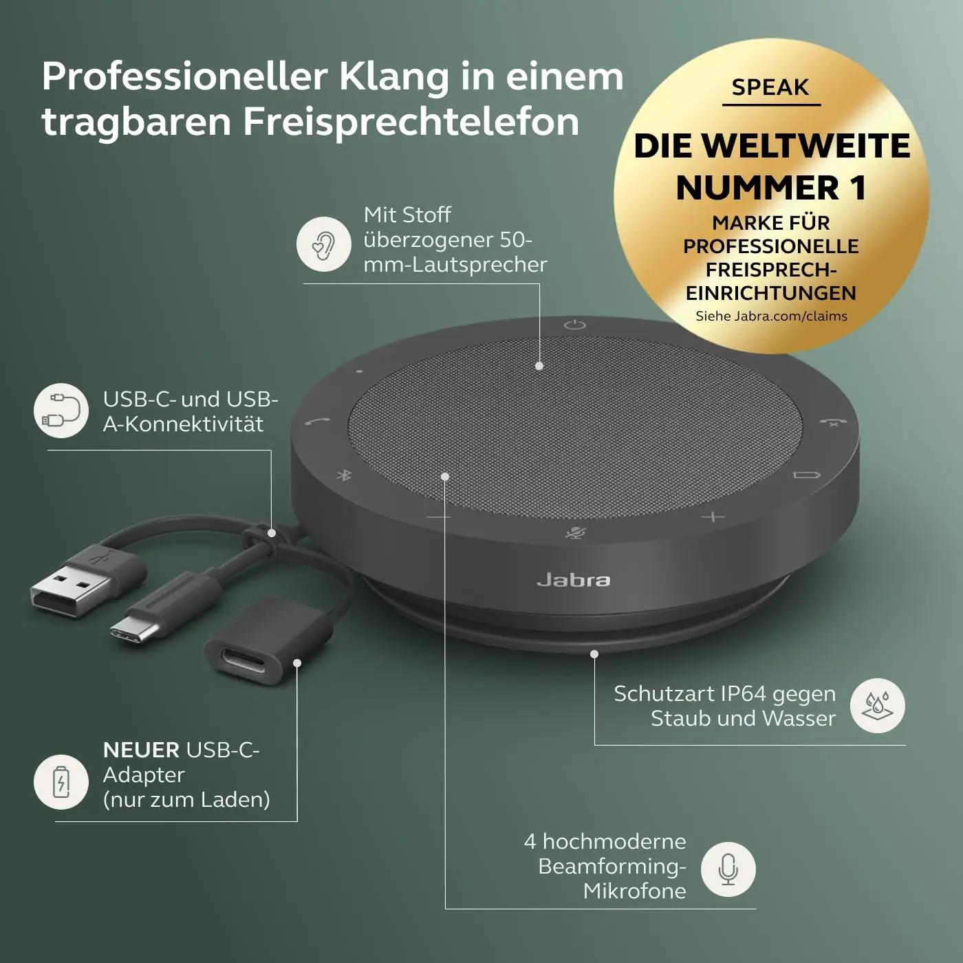 Jabra kaasaskantav kõneja – kompaktne kõnekeskus kontorisse – detailne vaade