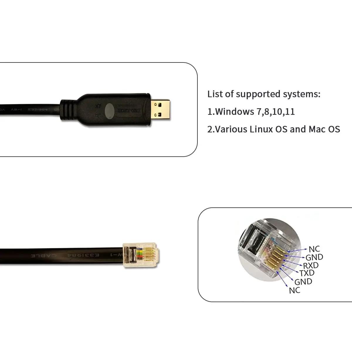 DSD TECH vastupidav USB–RJ12 kaabel – seadmeliides 1,8 m – pakend ja tarvikud