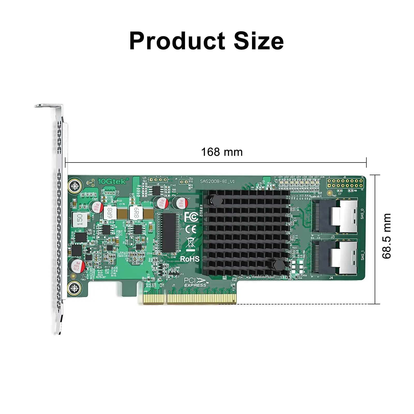 10Gtek tugev HBA-kaart 6Gb/s SAS/SATA – mitmekülgne lisakaart – pakend ja tarvikud