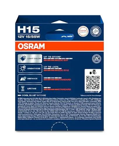 Osram helendav sinine H15 halogeenlamp – LED-look, Duo Box – pakend ja tarvikud