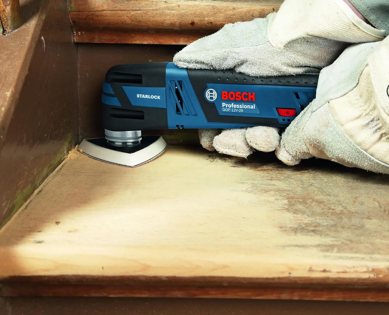 Bosch Professional 12V multi-lõikur — kompaktne tööriistide – pakend ja tarvikud
