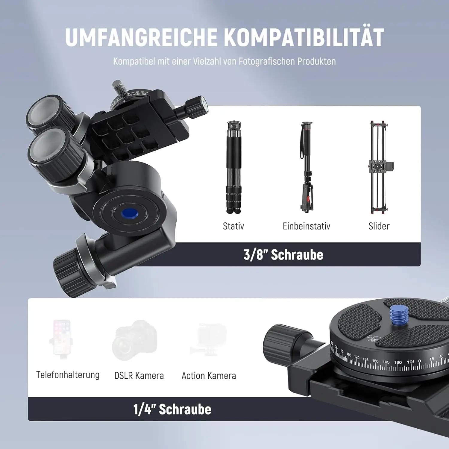 NEEWER alumiiniumist hammasratastega statiivipea — täpne paigutus – pilt 8