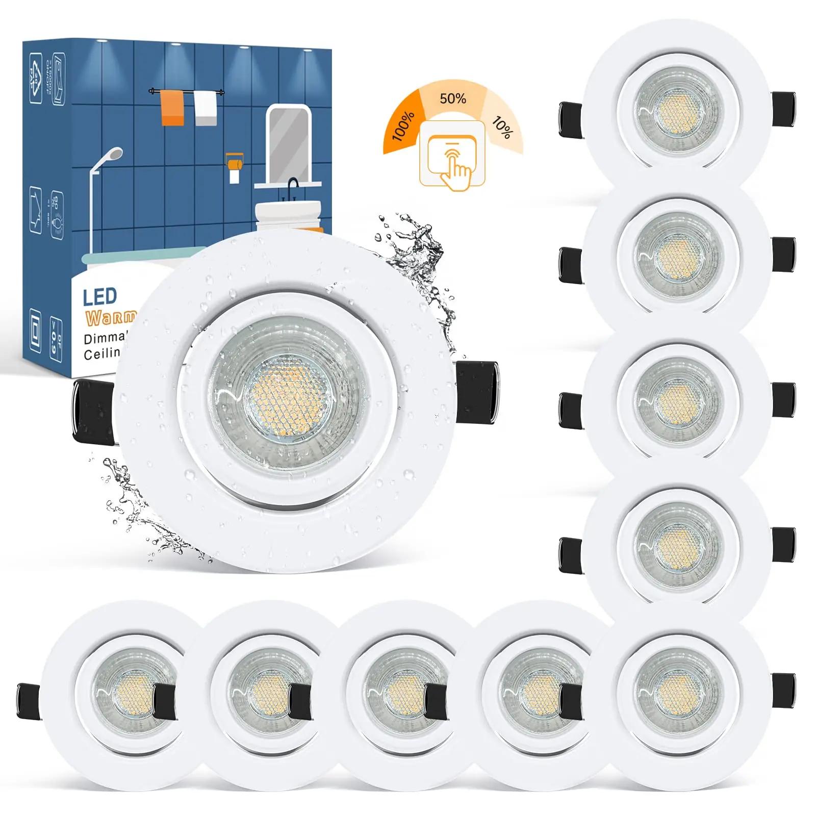 wowatt alumiiniumist sisseehitatav LED‑spot — soe valge 10tk