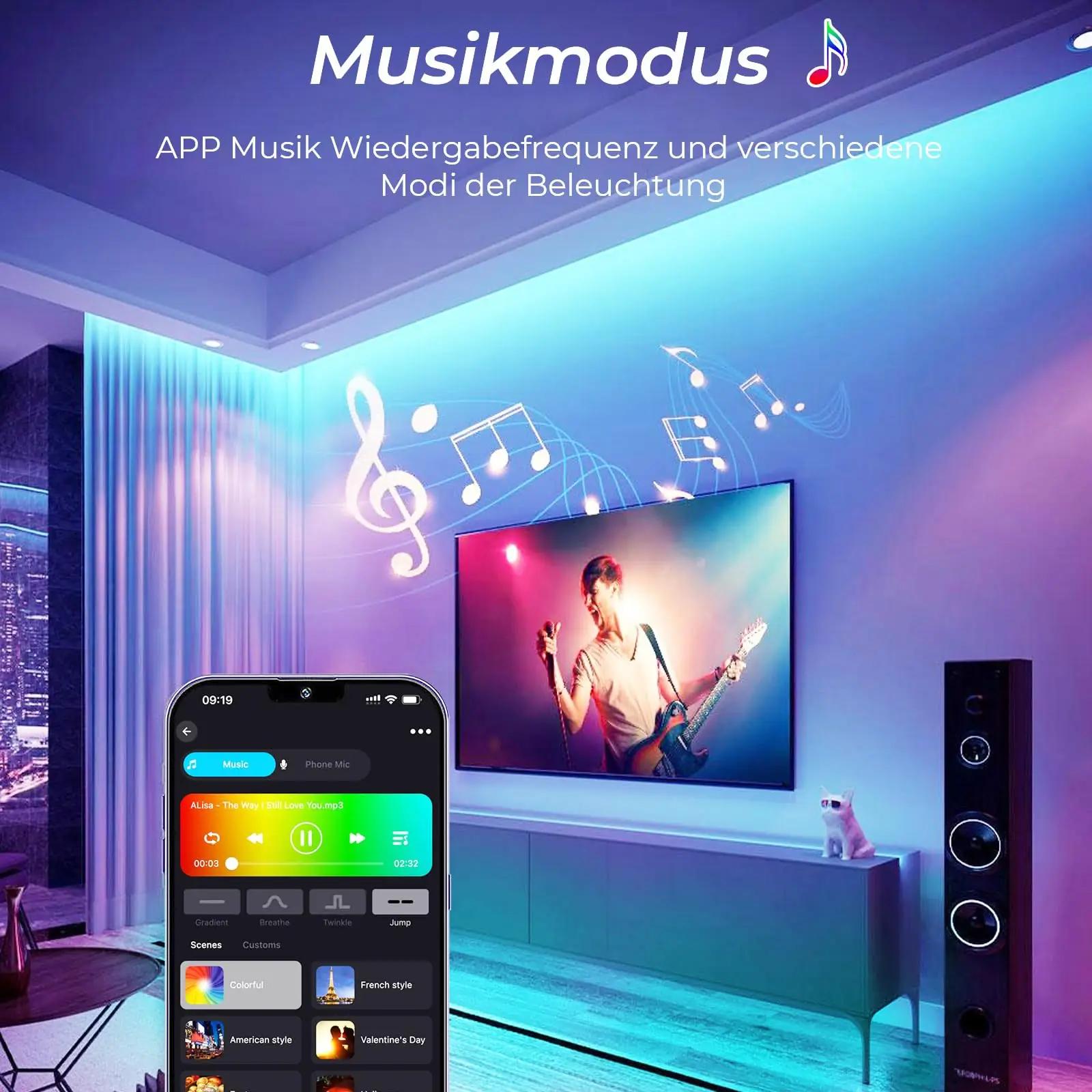 SUBOSI nutikas 10 m COB RGB LED riba – reguleeritav valgus – kasutusnäide