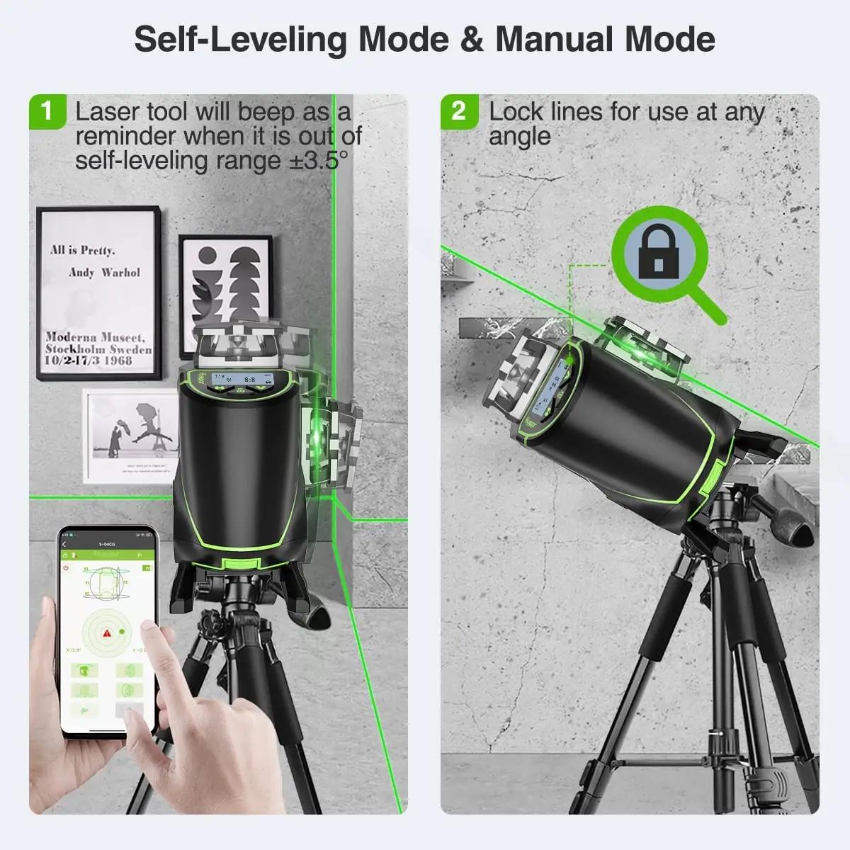 Huepar lasernool 4×360° roheline kiir – tugev ABS korpus – pilt 6