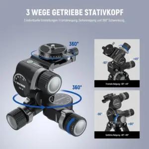 NEEWER TH15 Geared Head statiivipead – detailne lähivaade