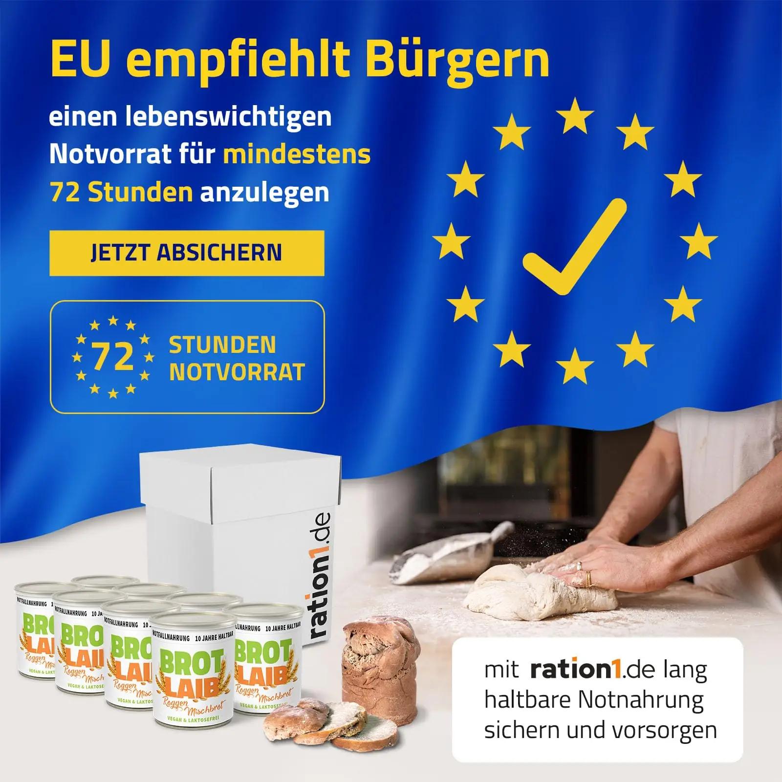 ration1.de vastupidav konservleib — rukkisegu, kampimisele sobiv – pakend ja tarvikud