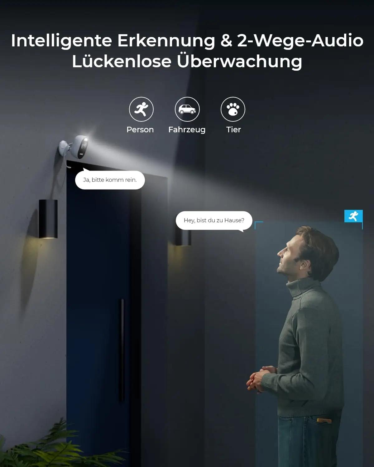 Reolink turvaline välikaamera Lumus — eredad valgused ja – pakend ja tarvikud