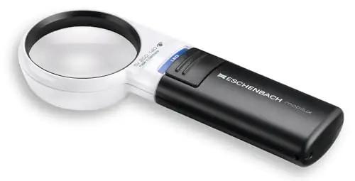 Eschenbach LED-luup 5x, kompaktne käepärane luup kingituseks – pakend ja tarvikud
