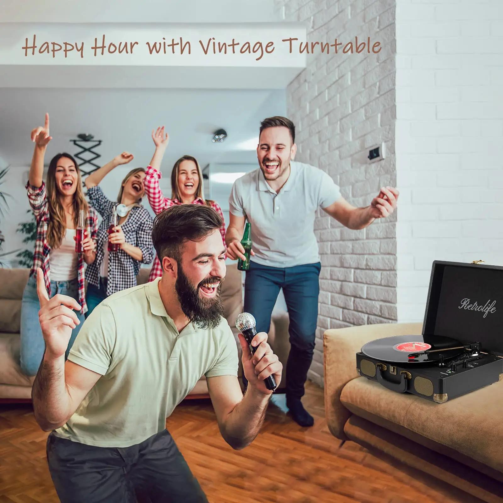 Retrolife vintage kandekõlariga vinüülplaadimängija — elegantne – pilt 7