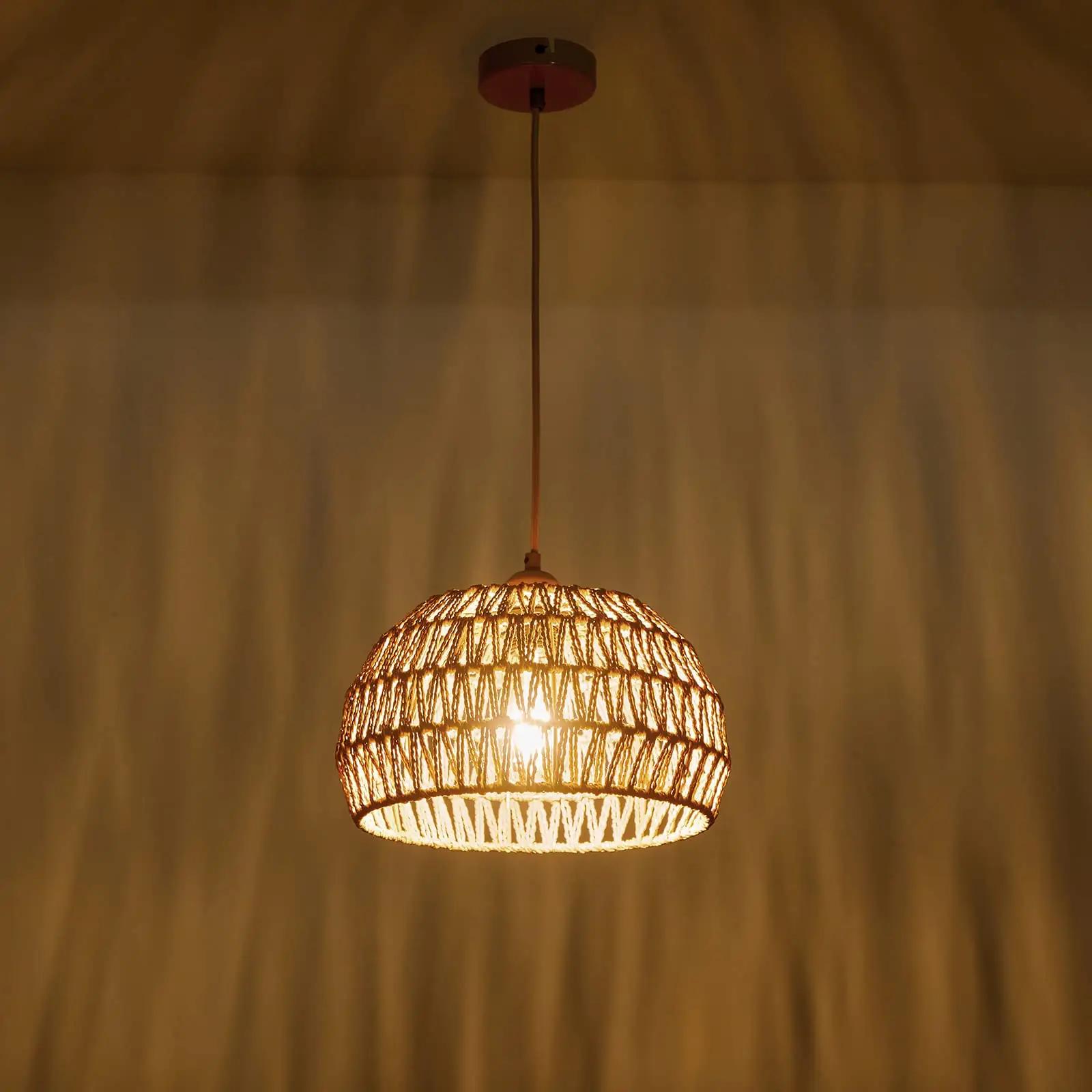 FORCOSO rottingist boho ripatslamp – naturaalne meeleolu Ø30cm – pilt 8