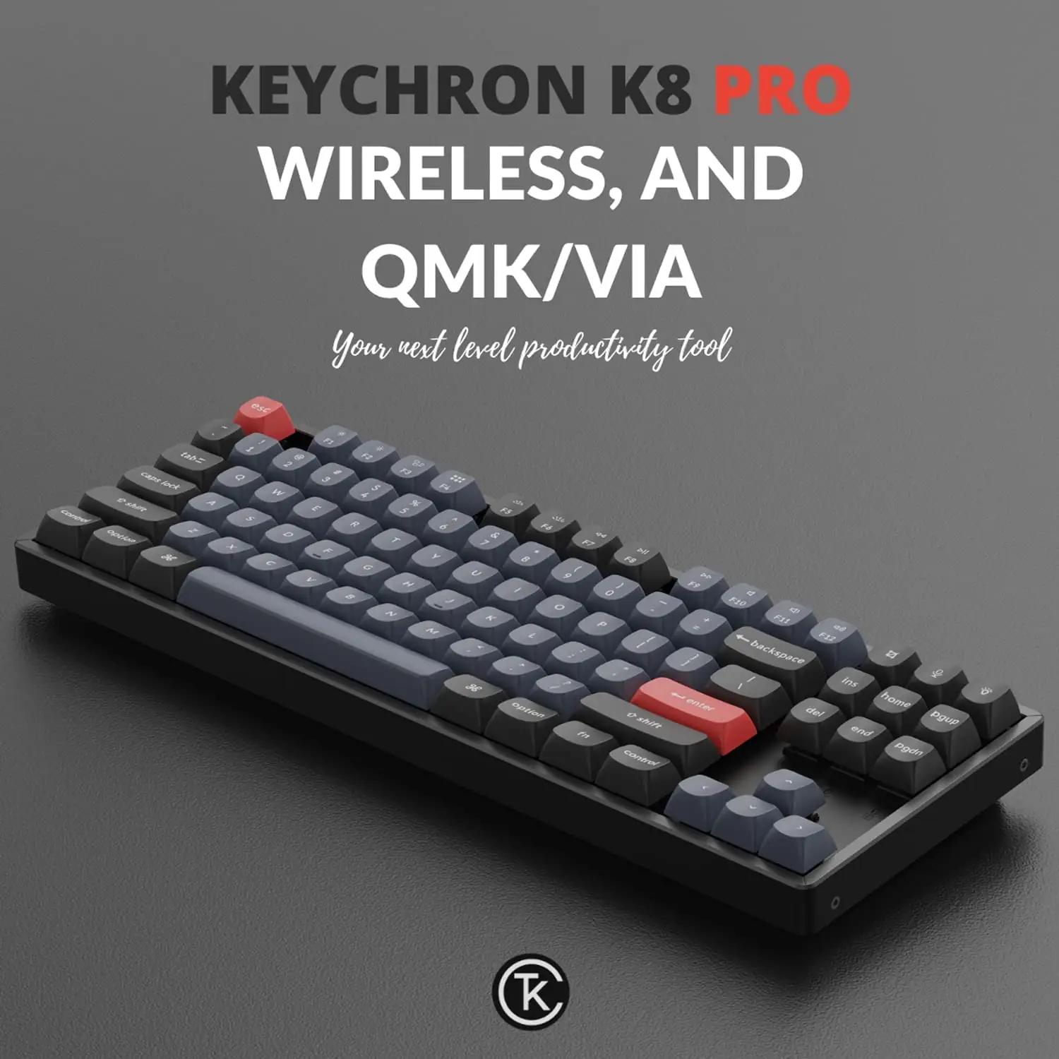 Keychron mehaaniline K8 Pro — vastupidav TKL klaviatuur – pakend ja tarvikud