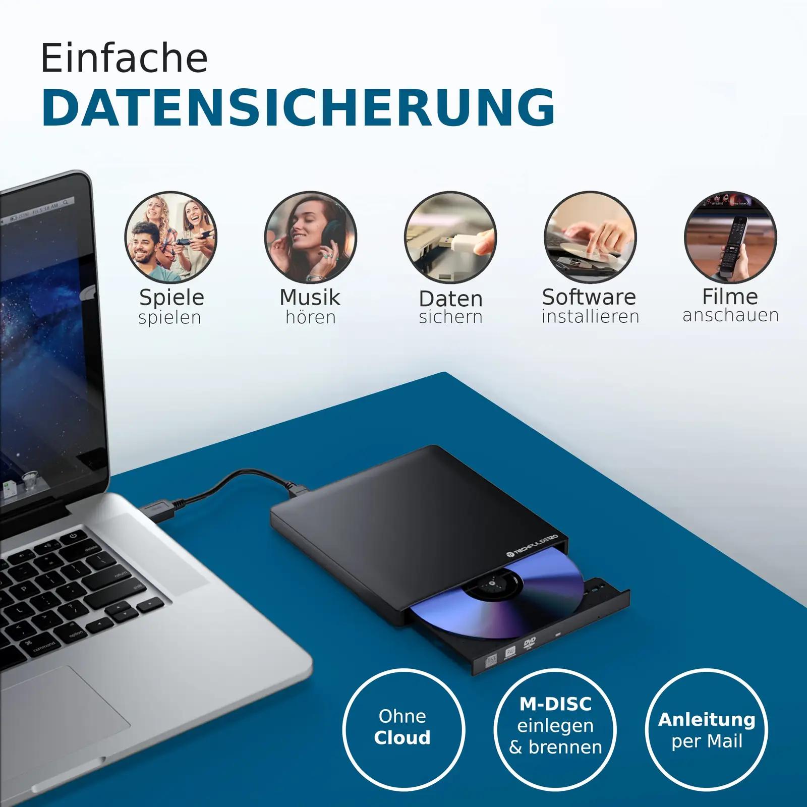 techPulse120 alumiiniumist UltraSlim Blu-ray kirjutaja — – kasutusnäide